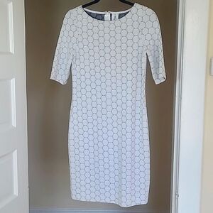 Julia Jordan White & Black Geometric Bodycon Midi Dress | Women’s Size 4